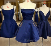 Short Navy Blue Homecoming Dress With Pockets Crystals Cocktail Dress